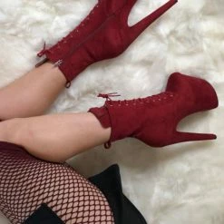 Hella Heels BabyDoll 8inch Boots - Dark Red