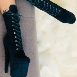 Hella Heels BabyDoll 7inch Boots - Teal