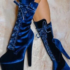 Hella Heels BabyDoll Velvet 7inch Boots - Old Money Shoes