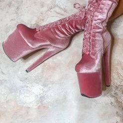 Hella Heels BabyDoll Velvet 8inch Boots - Downtown Doll Shoes