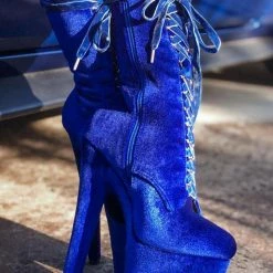 Hella Heels BabyDoll Velvet 8inch Boots - King Pin