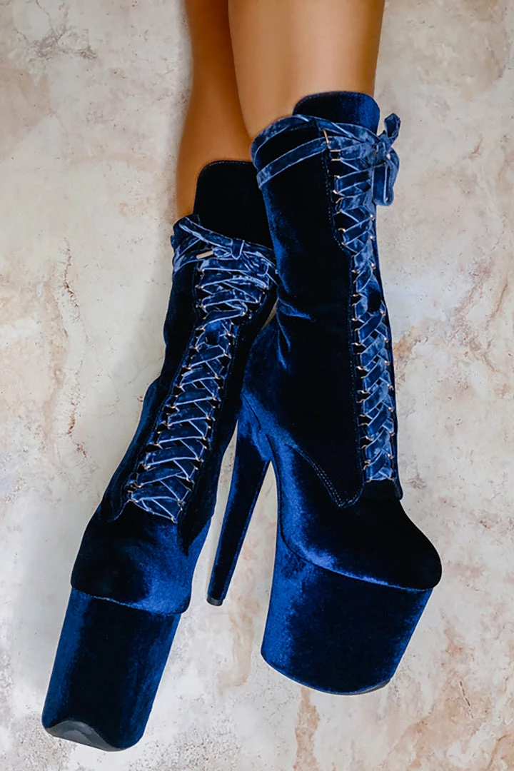 Hella Heels BabyDoll Velvet 8inch Boots - Old Money