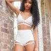 Lunalae Lure You High Waisted Garter Shorts - White All Pole Wear