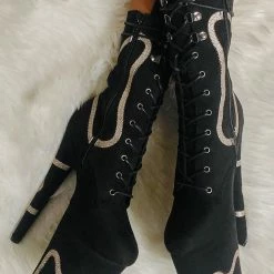 Hella Heels Snake In My Boot 8inch Boots - Black