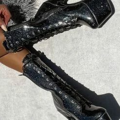 Hella Heels The Glitterati 7inch Boots - Sin City Back In Stock