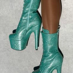 Hella Heels The Glitterati 7inch Boots - Baby Blues Shoes