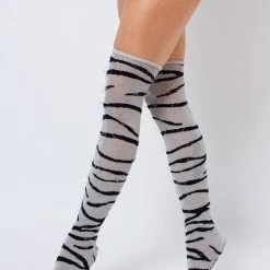 Accessories Rolling Over The Knee Socks - Lurex Zebra (3 Sizes Available)
