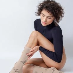 Rolling Calf High Logo Mania Socks - Beige