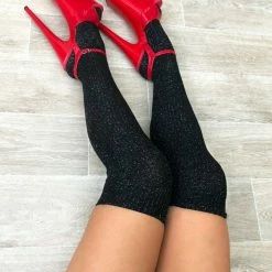 Lunalae Thigh High Socks - Black Sparkle Accessories