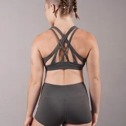 Off The Pole Criss Cross Sports Bra - Charcoal All Pole Wear