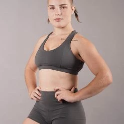 Off The Pole Criss Cross Sports Bra - Charcoal All Pole Wear