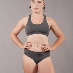 Off The Pole Criss Cross Sports Bra - Charcoal All Pole Wear