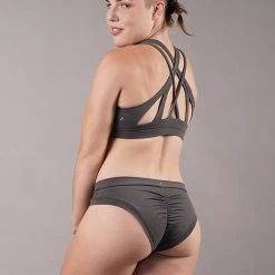 Off The Pole Criss Cross Sports Bra - Charcoal All Pole Wear