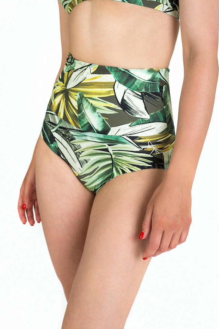New In Dragonfly Betty High-Waisted Shorts - Fresh Leaf Print