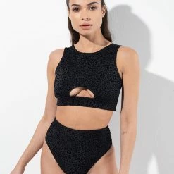 RAD Bahari Leopard Top - Black Glitter