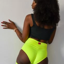 Pole Addict Basic Straps Garter Shorts - Neon Yellow