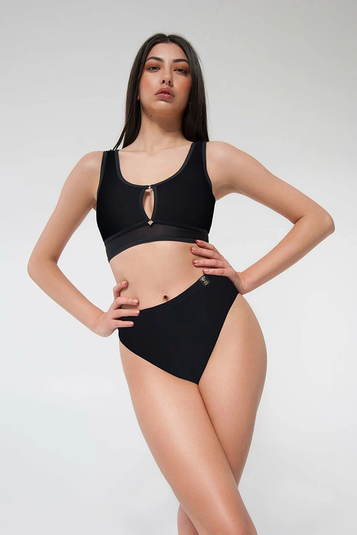 All Pole Wear Pole Addict Mona High Leg Bottoms - Black