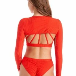 Bandurska Darcey Sleeves - Ribbed Red