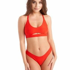 Bandurska Diane Bottoms- Ribbed Red All Pole Wear