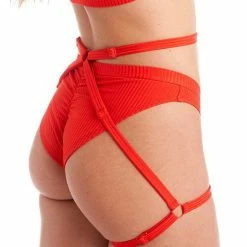 Bandurska New Moon Suspender Accessory - Ribbed Red Accessories