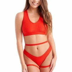 Bandurska New Moon Suspender Accessory - Ribbed Red Accessories