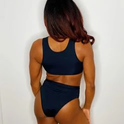 All Pole Wear Hamade Activewear Lace Up High Neck Top - Black