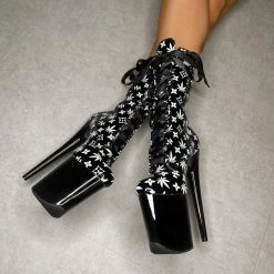 Hella Heels Branded 8inch Boots - Black/Black Shoes