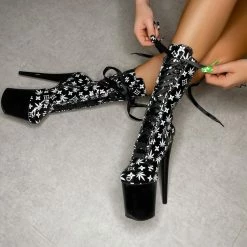 Hella Heels Branded 8inch Boots - Black/Black Shoes