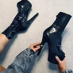 Shoes Hella Heels EmpireKicks Corset 7inch Boots - Black