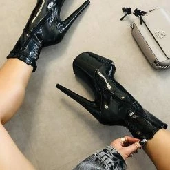 Hella Heels EmpireKicks Corset 8inch Boots - Black Shoes