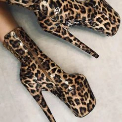 Hella Heels EmpireKicks Corset 8inch Boots - Leopard