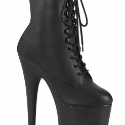 Pleaser USA Flamingo-1020LWR 8inch Real Leather Boots - Matte Black Shoes