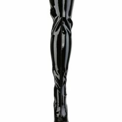 Pleaser USA Flamingo-3063 8inch Thigh High Pleaser Boots - Patent Black Shoes