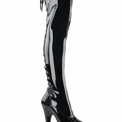 Pleaser USA Flamingo-3063 8inch Thigh High Pleaser Boots - Patent Black Shoes