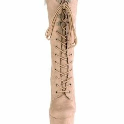 Pleaser USA Flamingo-1050FS Faux Suede 8inch Pleaser Boots - Beige