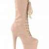 Pleaser USA Flamingo-1050FS Faux Suede 8inch Pleaser Boots - Beige