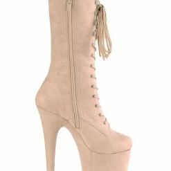 Pleaser USA Flamingo-1050FS Faux Suede 8inch Pleaser Boots - Beige