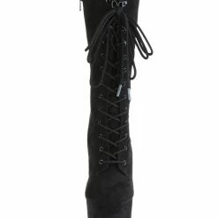 Pleaser USA Flamingo-1050FS Faux Suede 8inch Pleaser Boots - Black