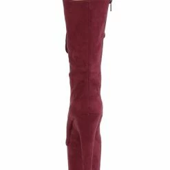 Pleaser USA Flamingo-1050FS Faux Suede 8inch Pleaser Boots - Burgundy Shoes