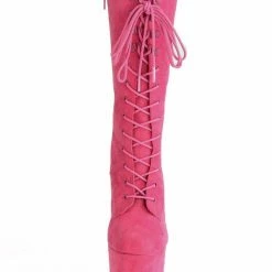 Pleaser USA Flamingo-1050FS Faux Suede 8inch Pleaser Boots - Hot Pink
