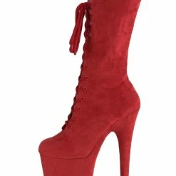 Pleaser USA Flamingo-1050FS Faux Suede 8inch Pleaser Boots - Red