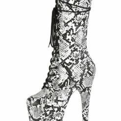 Pleaser USA Flamingo-1050SP 8inch Pleaser Boots - White Snake Shoes