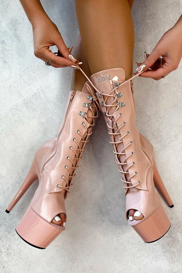 Shoes Hella Heels LipKit Open Toe 7inch Boots - Dream On