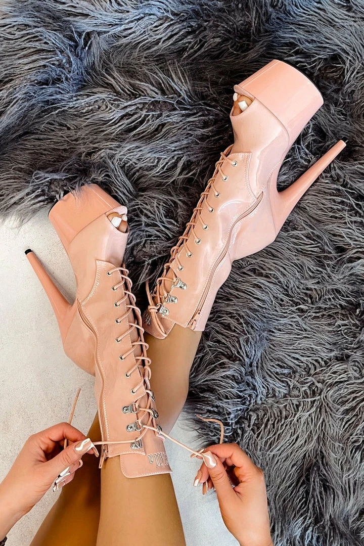 Shoes Hella Heels LipKit Open Toe 7inch Boots - Dream On