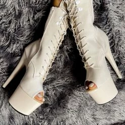 Hella Heels LipKit Open Toe 7inch Boots - No Angel Shoes