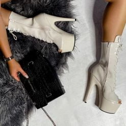 Hella Heels LipKit Open Toe 7inch Boots - No Angel Shoes