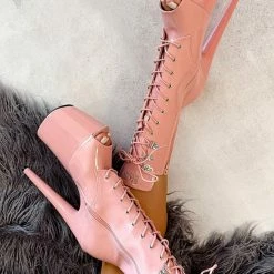 Hella Heels LipKit Open Toe 8inch Boots - Candy Shop