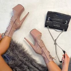 Hella Heels LipKit Open Toe 8inch Boots - Boujee Shoes