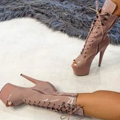 Hella Heels LipKit Open Toe 7inch Boots - Boujee