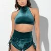 All Pole Wear RAD Velvet Side String Shorts - Forest Green
